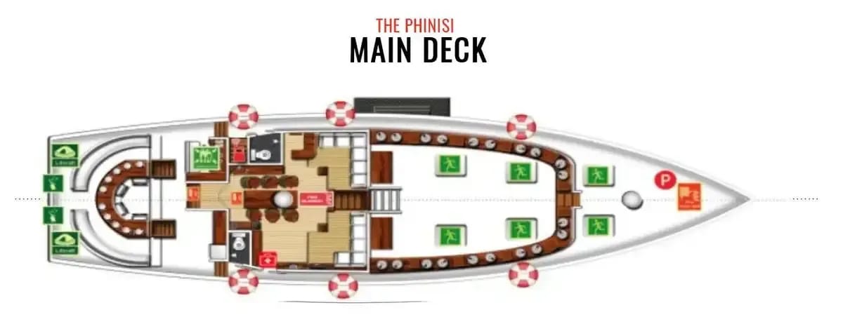 The Phinisi Hauptdeck-Layout-Diagramm